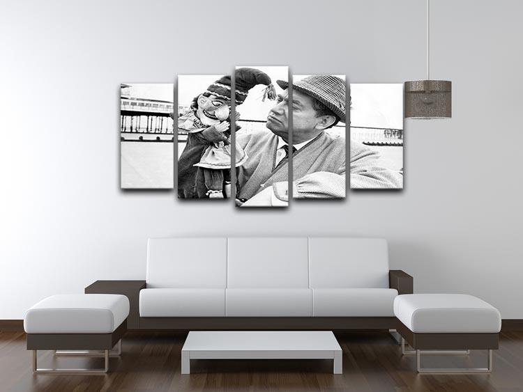 Tony Hancock in the Punch and Judy Man 5 Split Panel Canvas artwork, featuring vibrant colors and dynamic design across five panels.